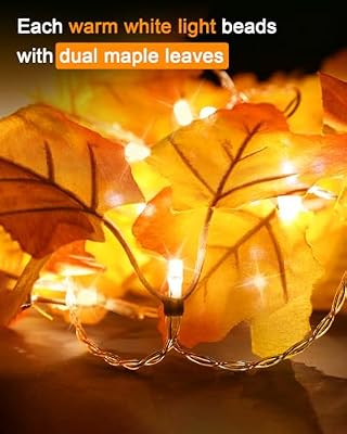 2-Pack Lighted Fall Garland, Total 16.4ft 40 LED Autumn String Lights - image 3 of 4