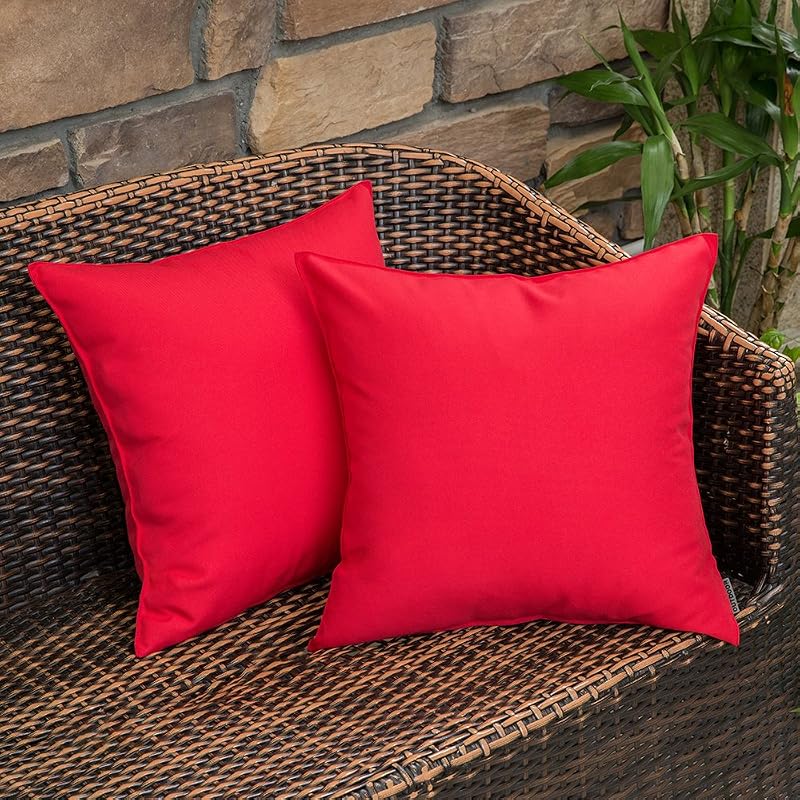 MIULEE Decorative Outdoor Waterproof Christmas Pillow Covers 18x18 Red - Vases & Objects, product photo on a white background