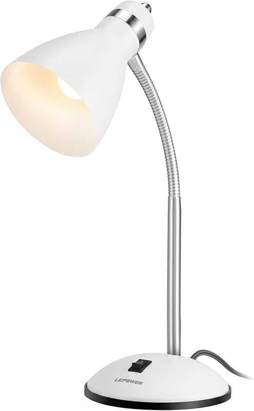 LEPOWER Metal Desk Lamp, Adjustable GooseNeck Reading Light for Bedroom - Table Lamps, product photo on a white background