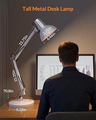 LEPOWER Metal Adjustable Desk Lamp with Clamp, Swing Arm for Home Office - image 3 of 4