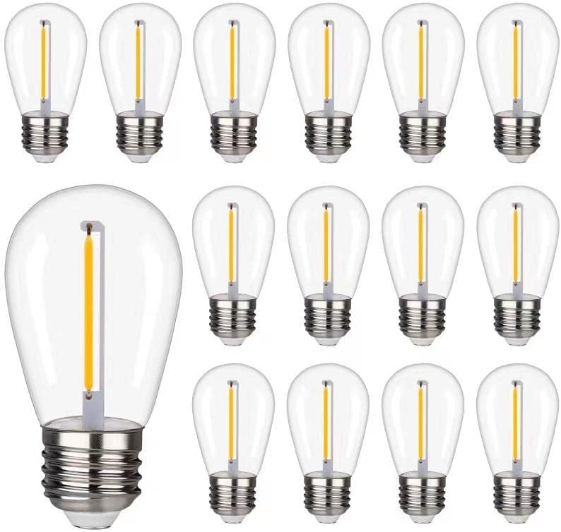 Shatterproof LED String Lights, Waterproof, Warm White 2200K, 70LM, E26 Base - 15 Pack - String & Accent Lighting, product photo on a white background