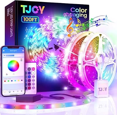 TJOY LED Lights for Bedroom 100ft, RGB Color Changing Led Strip Lighting - image 2 of 4