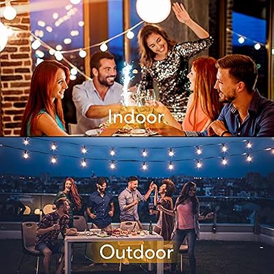100FT LED Outdoor String Lights Patio Light with 52 Shatterproof G40 Dimmable Globe Bulb, 2-Pack 50FT Waterproof Outside Hanging String Light for Christmas Backyard Porch Balcony Gazebo Party - image 3 of 4