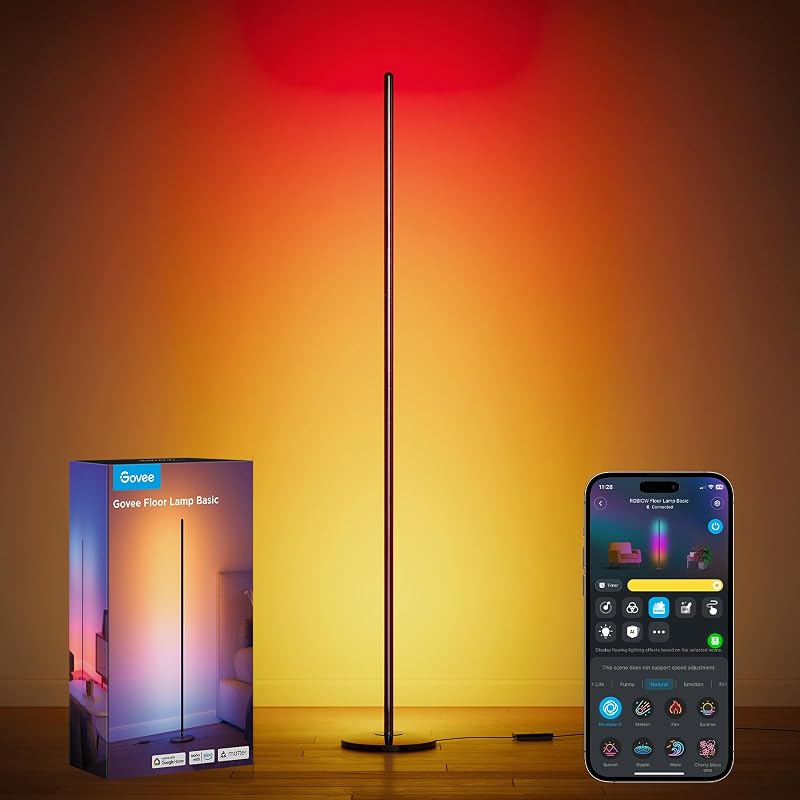 Govee RGBIC Floor Lamp Basic, 1000lm LED Corner Lamp, Black - Floor Lamps, product photo on a white background