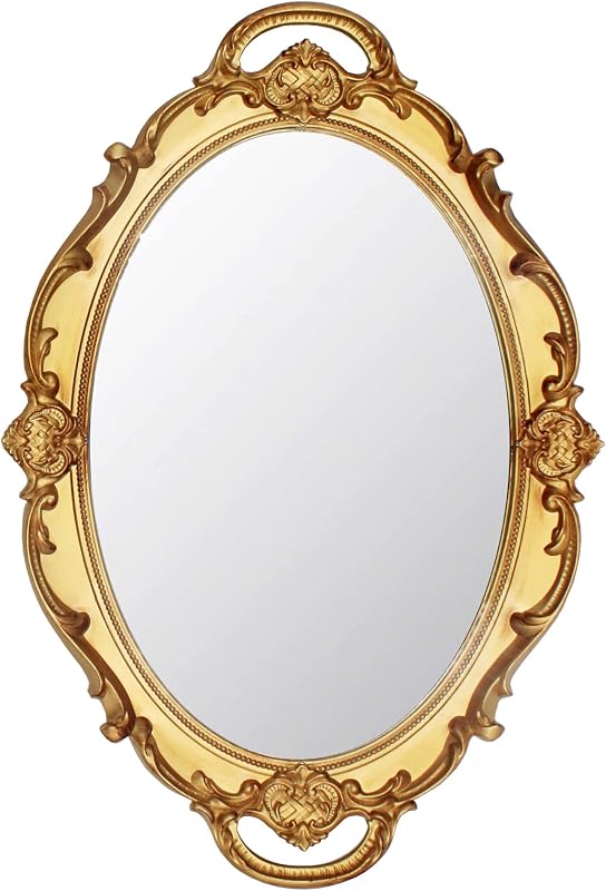 Eaoundm 14.5 x 10 inchs Smallest Oval Antique Mirror (Gold) - Mirrors, product photo on a white background