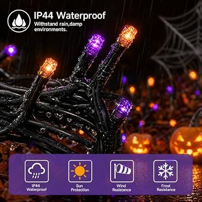 TW SHINE Halloween Lights, 200 LED 66FT Outdoor Halloween Lights Plug in with 8 Modes, Waterproof Light Outdoor, Indoor Decorations for Party Yard Haunted House Decor, Orange and Purple - image 3 of 4