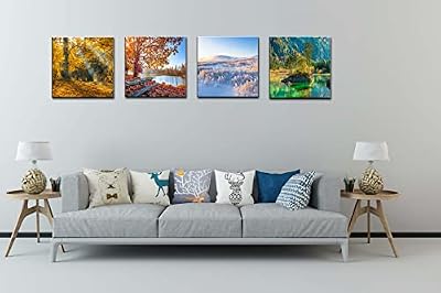 OKEXCKK Four Seasons Landscape Canvas Wall Art Decor - Spring Summer Autumn Winter Colorful Tree Painting Modern Nature Forest Prints Artwork Picture for Bathroom Office Decoration - image 3 of 4