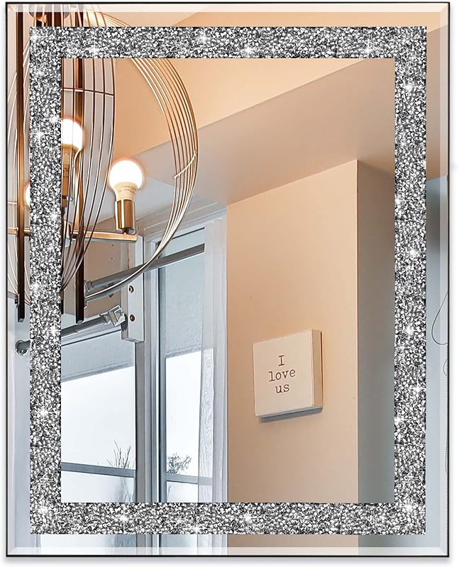 Rectangular Crystal Crush Diamond Mirror for Wall Decoration 20x16 Inch - image 1 of 4