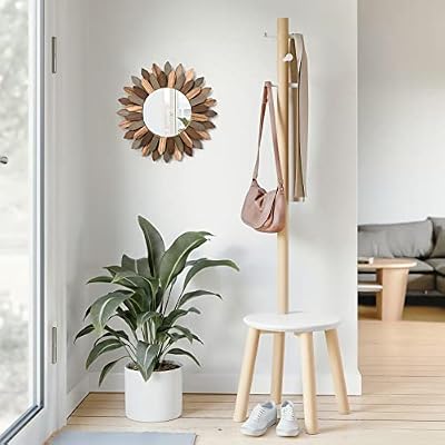 Honiway Boho Wall Decor 12 inch Decorative Mirror with Rustic Wood Sunburst Frame, Perfect for Bedroom, Living Room, Bathroom, Kitchen - image 4 of 4
