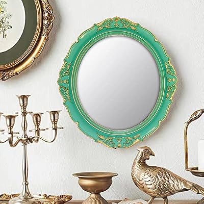 YCHMIR Vintage Decorative Wall Mirror 14.8 x 13.1 Inch Oval Mirror （Green） - image 3 of 4