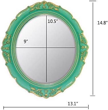 YCHMIR Vintage Decorative Wall Mirror 14.8 x 13.1 Inch Oval Mirror （Green） - image 4 of 4