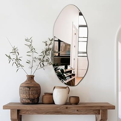 Delma Irregular Wall Mirror, 32"x14" Slim Vertical Wavy Design - image 2 of 4