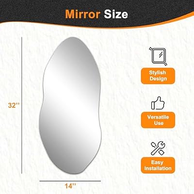 Delma Irregular Wall Mirror, 32"x14" Slim Vertical Wavy Design - image 4 of 4