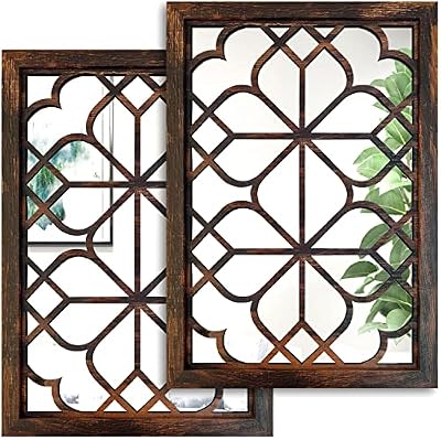 Wocred Set of 2 Rectangular Wall Mirror,Gorgeous Rustic Farmhouse Accent Mirror,Caramel Color Entry Mirror for Bathroom Renovation,Bedrooms,Living Rooms and More(11”x15”) - image 2 of 4