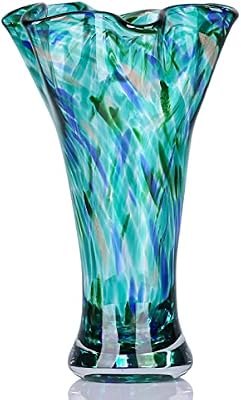 LCCCK 9.0" H Teal Glass Vases for Flower, Unique Hand Blown Glass Vase - image 2 of 4