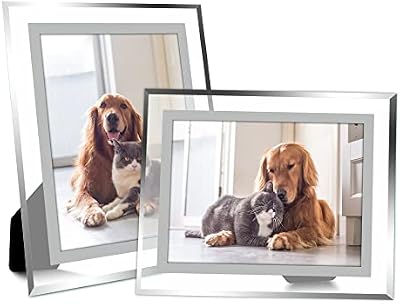 Vienrose 5x7 Picture Frame Set of 2, Clear Glass Photo Frames with Silver Edge, Horizontal or Vertical Display for Tabletop, Desk, Home, Office Decoration Fits 5x7 Photos Easy Photo Swap Gift Ready - image 2 of 4