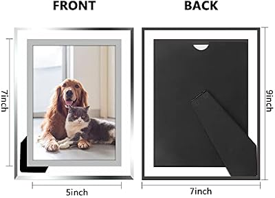 Vienrose 5x7 Picture Frame Set of 2, Clear Glass Photo Frames with Silver Edge, Horizontal or Vertical Display for Tabletop, Desk, Home, Office Decoration Fits 5x7 Photos Easy Photo Swap Gift Ready - image 3 of 4