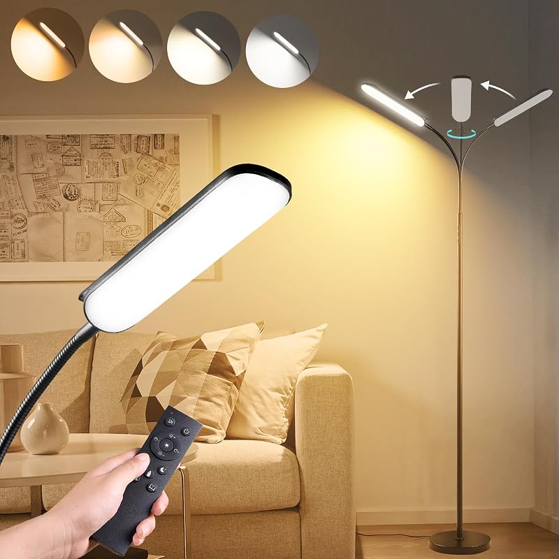 marctronic Floor Lamp, 18W 1800LM Super Bright LED Floor Lamp with Remote & Works with Smart Plug, Dimmable Timing Eye Caring Reading Lamps Floor Standing for Living Room Bedroom Office - Floor Lamps, product photo on a white background