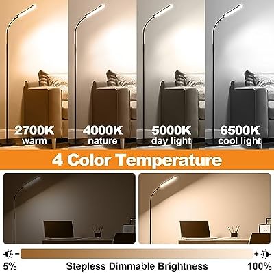 marctronic Floor Lamp, 18W 1800LM Super Bright LED Floor Lamp with Remote & Works with Smart Plug, Dimmable Timing Eye Caring Reading Lamps Floor Standing for Living Room Bedroom Office - image 4 of 4