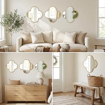 DECANIT Gold Clover Wall Mirrors, 9.9 x 9.9 Inches, Set of 3 - image 3 of 4