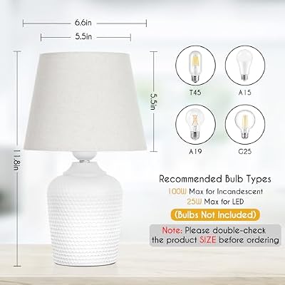 11.8’’ Small Table Lamps Set of 2 for Bedroom Kid’s Room, Beige & White - image 3 of 4