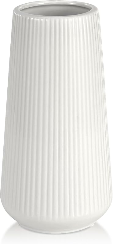 White Ceramic Vase, GUKJOB Small Cute Flower Vase for Pampas Grass, Home, Living Room, Dining Table, Farmhouse, Office Decor, Bedroom, Table, and Kitchen Shelf (White) - image 1 of 4