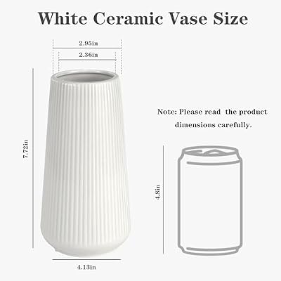 White Ceramic Vase, GUKJOB Small Cute Flower Vase for Pampas Grass, Home, Living Room, Dining Table, Farmhouse, Office Decor, Bedroom, Table, and Kitchen Shelf (White) - image 3 of 4