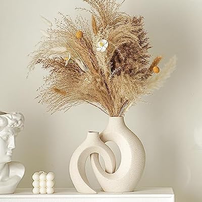 Lvases Snuggle Hollow Ceramic Vase Set of 2, Boho Tabletop Home Decor Vases - image 4 of 4