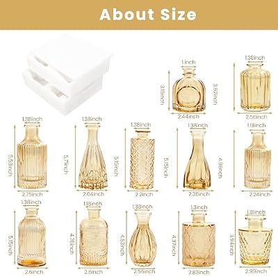 TBWIND Gold Amber Glass Bud Vases Set of 12, Small Vases for Flowers - image 4 of 4