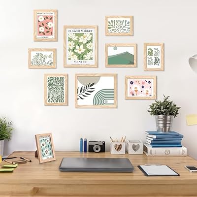 upsimples Picture Frames Set of 10, Including 8x10, 5x7, 4x6 Natural Frame - image 4 of 4