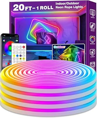 AILBTON 20Ft Neon Rope Lights,Flexible Led Rope Lights Control with App/Remote,Multiple Modes Music Sync Gaming RGB Led Neon Lights for Bedroom Outdoor - image 2 of 4