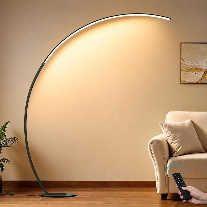 Dimmable LED Lamps for Living Room with 3 Color Temperatures, Ultra Bright 2000LM Arc Floor Lamps, Modern Standing Tall Lamp with Remote Control Reading Floor Lamp for Bedroom Office Classroom - Floor Lamps, product photo on a white background