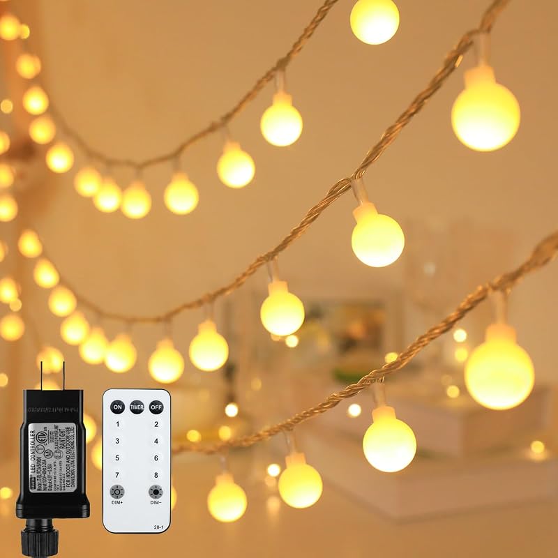115ft Plug in Globe String Lights with Remote for Indoor Warm White - image 1 of 4