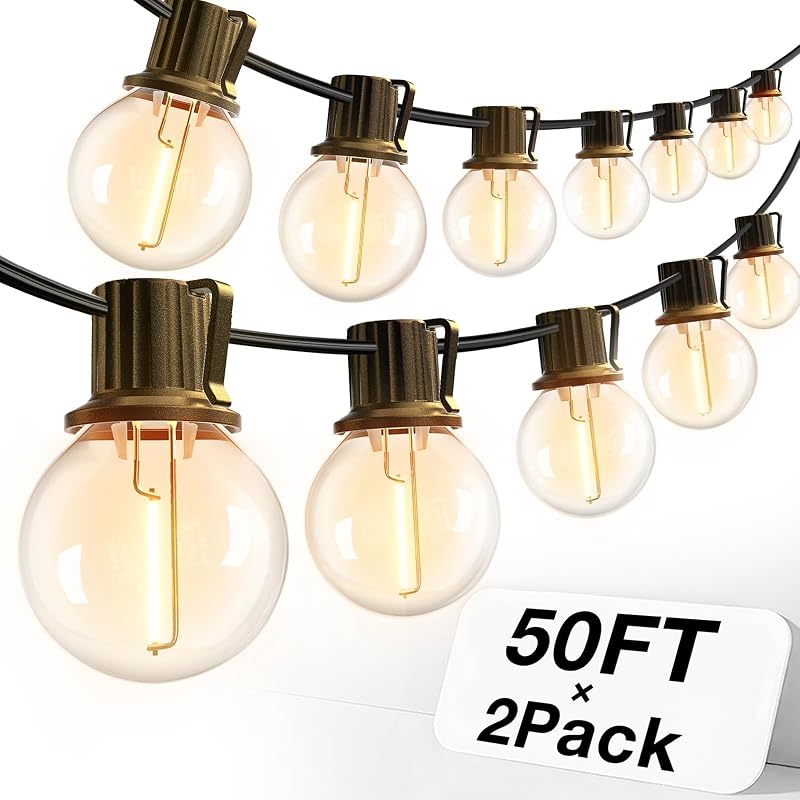 addlon 100FT Outdoor String Lights 54 G40 LED Bulbs Dimmable Waterproof - String & Accent Lighting, product photo on a white background