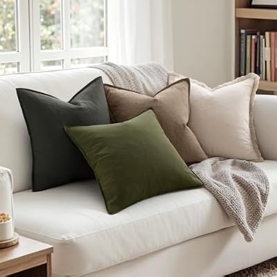 MIULEE Pack of 2 Decorative Linen Pillow Covers 18x18 Inch Olive Green - image 4 of 4