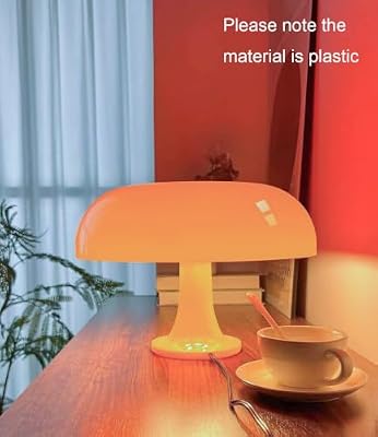 Orange Mushroom Lamp, Mid Century Modern Table Lamp for Bedroom, Minimalist Mushroom Decor Bedside Small Lamps, 2700K(Bulb Included, Plug Powered) - image 3 of 4