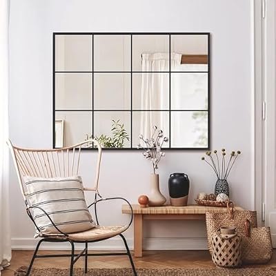 Suidia Wall Mirror, 30" x 40" Window Decorative Mirrors, Metal Framed Wall Decor Wall-Mounted Mirrors for Bedroom, Living Room, Entryway, Black - image 2 of 4