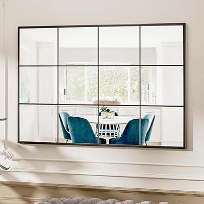 Suidia Wall Mirror, 30" x 40" Window Decorative Mirrors, Metal Framed Wall Decor Wall-Mounted Mirrors for Bedroom, Living Room, Entryway, Black - image 3 of 4