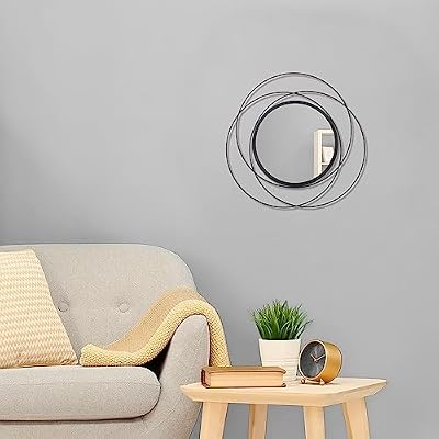 Black Circle Mirror Wall Decorative Metal Wall Mirror, Art Small Round Wall Home Mirror, Decor Living Room Bedroom Bathroom Entryway 12" - image 4 of 4