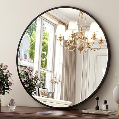 XRAMFY 30 Inch Round Mirror-Black Circle Mirrors for Bathroom, Entryway - image 2 of 4