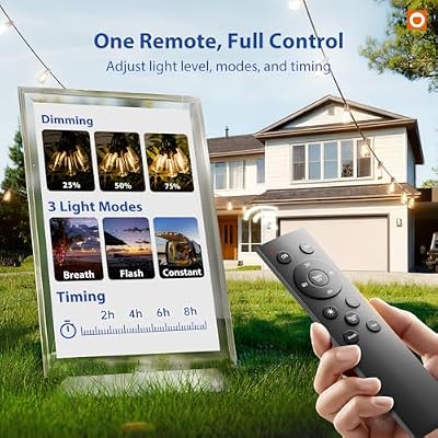 addlon 100FT Outdoor String Lights ST38 LED with Remote Waterproof Dimmable - image 3 of 4