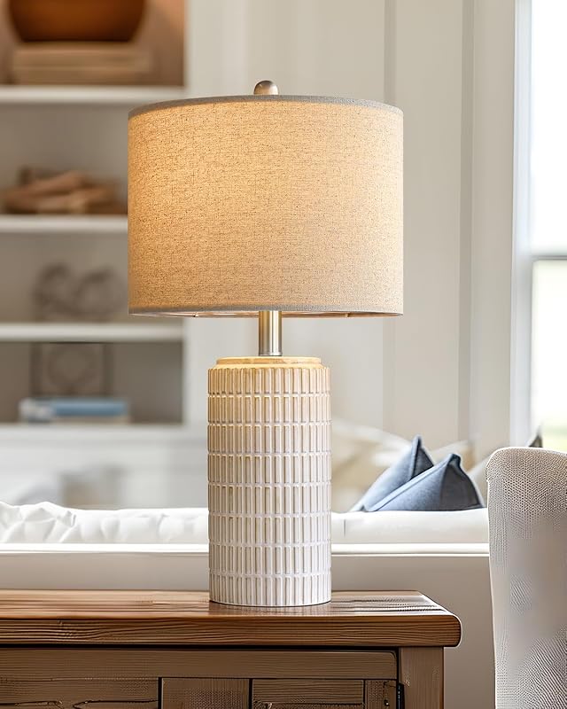 PoKat 23'' Bedside Table Lamp for Bedroom Nightstands, Modern Ceramic Decor - image 1 of 4