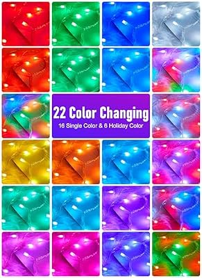 Minetom Color Changing String Lights,22 Colors 100 LED 33FT Outdoor Indoor Waterproof with Remote, Twinkle Christmas Lights, Plug in Fairy Lights for Halloween Easter Valentine's Xmas Party Decor - image 3 of 4