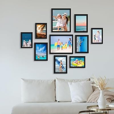 BESCRCL 10 Pack Picture Frames Collage Wall Decor, Gallery Wall Frame Set for Tabletop or Wall Mounting Display, Multi Size with Two 8x10, Four 5x7, and Four 4x6 Photo Frames, Black - image 3 of 4