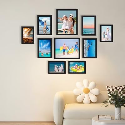 BESCRCL 10 Pack Picture Frames Collage Wall Decor, Gallery Wall Frame Set for Tabletop or Wall Mounting Display, Multi Size with Two 8x10, Four 5x7, and Four 4x6 Photo Frames, Black - image 4 of 4