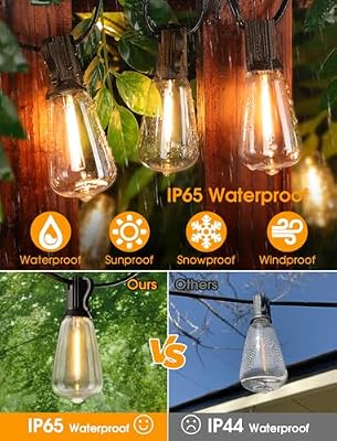 Larkvue 25FT Outdoor String Lights, Patio Lights with 10+1 LED Dimmable Waterproof Shatterproof ST38 Retro Edison 2700K Bulbs for Balcony Yard, Black - image 4 of 4