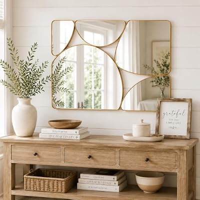 SHYFOY Antique Gold Mirror, 35"x24" Abstract Decorative Wall Mirror - image 3 of 4