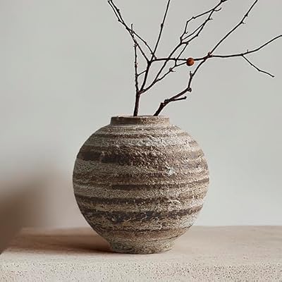 DIF DECO Ceramic Farmhouse Vase Rustic Decor,Pottery Decorative Flower Vases for Home Decor,Boho Vase for Table, Living Room,Bathroom,Shelf,Mantel Decoration,5.5 inch - image 2 of 4