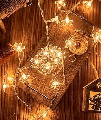 Flower String Lights Plug in, WFGGEH 10ft 20 LED Warm White Cherry Blossom Fairy String Lights for Party Birthday Wedding Christmas Home Decoration - image 4 of 4