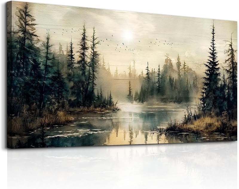FUHAIHUA Canvas Wall Art For Living Room Large Wall Decor For Bedroom Modern Office Wall Decorations Forest River Landscape Paintings Farmhouse Pictures Artwork Room Aesthetic Home Decor 20x40 In - image 1 of 4